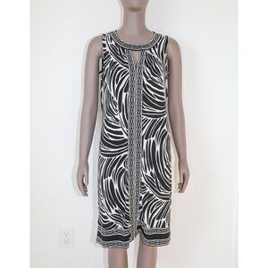 Chic Summer Short Dress‎ Zebra Print Sleeveless Work Office Dress Size Small